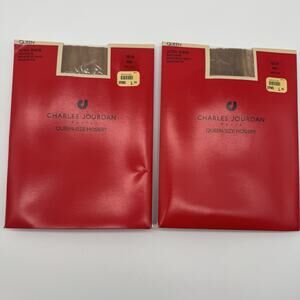 Charles Jourdan Paris Queen Size Ultra Sheer Pantyhose Beige 2x Shadow Toe